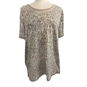 Free People Leopard Print Top - Gray and Tan